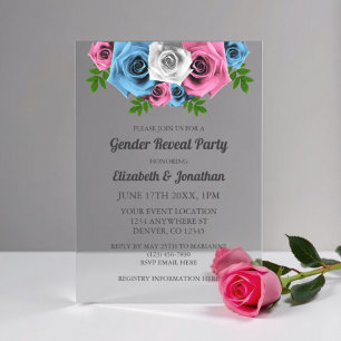 Invitations En Acrylique Révélation de genre Rose Bouquet