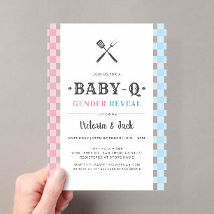 Invitations En Acrylique Révélation du sexe de BabyQ à la campagne BBQ à ca
