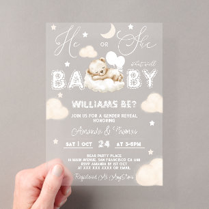 Invitations En Acrylique Révélation du sexe de l'ours Neutre