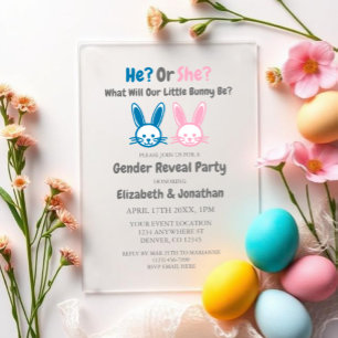 Invitations En Acrylique Révélation du sexe du petit lapin