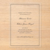 Invitations En Acrylique Rhianna Mariage traditionnel Enregistrer la date (Recto)