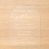 Invitations En Acrylique Rien De Fancy Just Love Arch Mariage Réception (Recto)