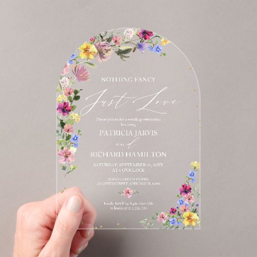 Invitations En Acrylique Rien De Fancy Just Love Mariage intime (In situ (ordinateur de poche))