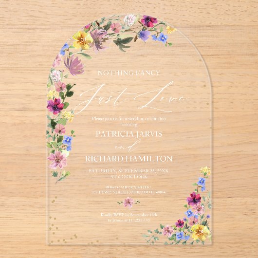 Invitations En Acrylique Rien De Fancy Just Love Mariage intime (Recto)