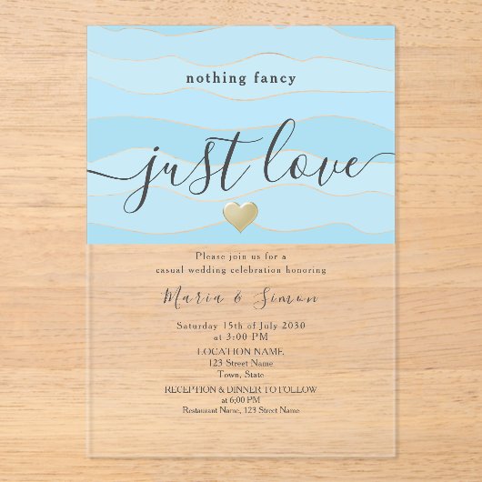 Invitations En Acrylique Rien De Fancy Just Love Mariage Réception (Recto)