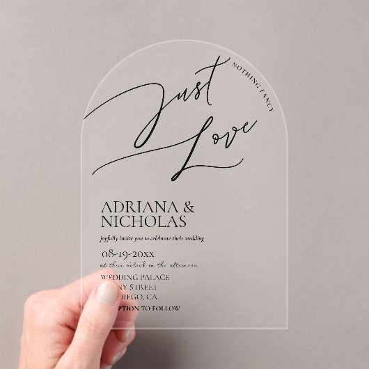 Invitations En Acrylique Rien De Fancy Just Love Modern Mariage (In situ (ordinateur de poche))