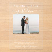 Invitations En Acrylique Rien De Fancy Just Love Photo Mariage Réception (Recto)