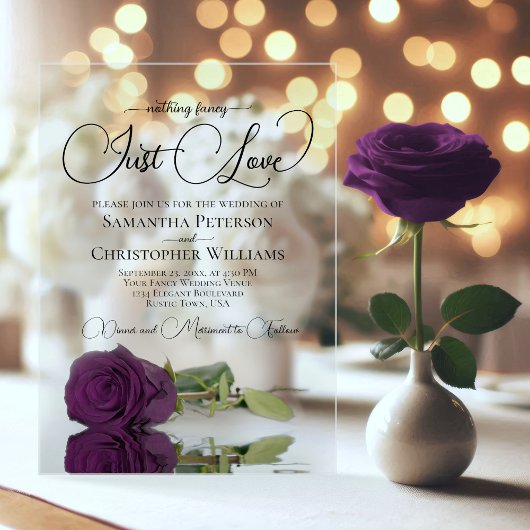 Invitations En Acrylique Rien De Fancy Just Love Plum Purple Rose Mariage