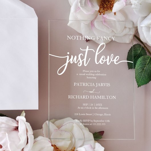 Invitations En Acrylique Rien de fantaisie Juste Amour Mariage
