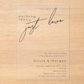 Invitations En Acrylique Rien de fantaisie Juste Amour Mariage de script (Recto)