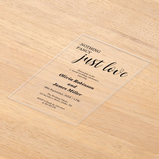 Invitations En Acrylique Rien de fantaisie Juste Amour Mariage Décontracté (Poser)