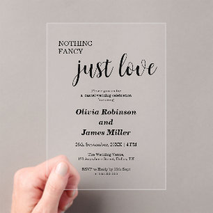 Invitations En Acrylique Rien de fantaisiste, juste un mariage décontracté