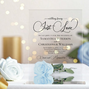 Invitations En Acrylique Rien de Fantastique Juste Amour Rose Pâle Bleue Ma