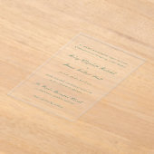 Invitations En Acrylique Riley Emerald Green Mariage élégant (Poser)