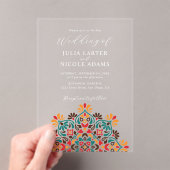 Invitations En Acrylique Rising Boho Fusion indienne Floral Mandala Mariage (In situ (ordinateur de poche))