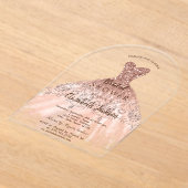 Invitations En Acrylique Robe à paillettes rose doré Cic, Bridal Shower (Poser)