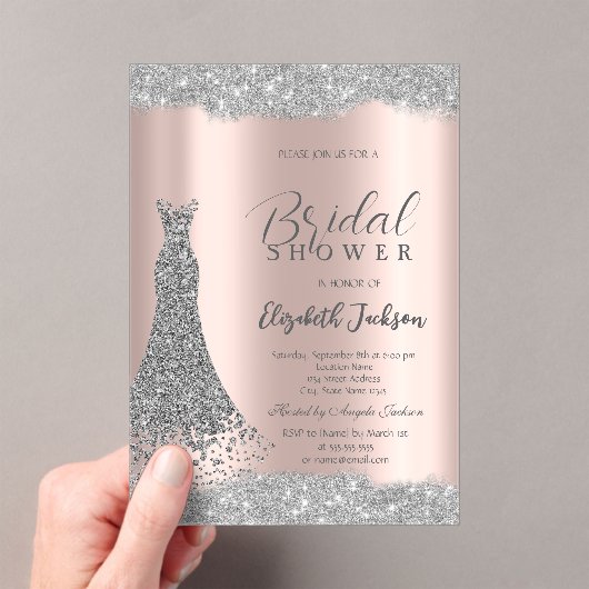 Invitations En Acrylique Robe Argent Sparkside Rose Or (In situ (ordinateur de poche))
