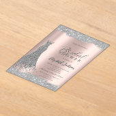Invitations En Acrylique Robe Argent Sparkside Rose Or (Poser)