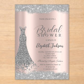 Invitations En Acrylique Robe Argent Sparkside Rose Or (Recto)