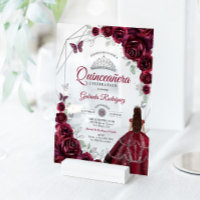Robe bordeaux pour Quinceanera florale