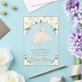 Invitations En Acrylique Robe de Champagne Florale blanche ivoire Quinceañe (Insitu (Mariage))