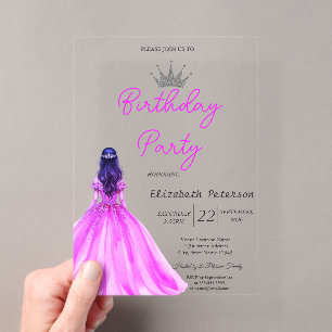 Invitations En Acrylique Robe de fille à paillettes chic et diadème Rose Né