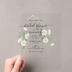 Invitations En Acrylique Robe de mariée dessinée à la main Fête de mariage