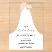 Invitations En Acrylique Robe de Mariée Shower de Mariage (Recto)