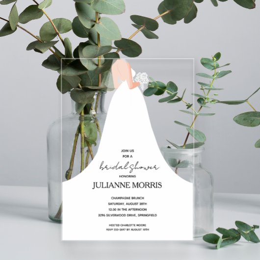 Invitations En Acrylique Robe de Mariée Shower de Mariage