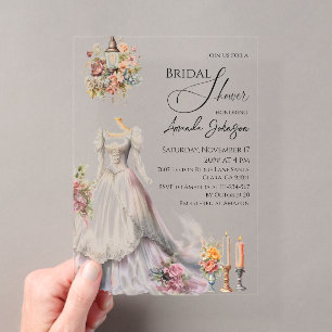 Invitations En Acrylique Robe de Mariée Victorienne Fantaisiste pour une Ba
