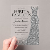 Invitations En Acrylique Robe d'étincelle en argent 40e fête d'anniversaire (In situ (ordinateur de poche))