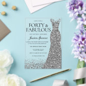 Invitations En Acrylique Robe d'étincelle en argent 40e fête d'anniversaire (Insitu (Mariage))