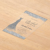 Invitations En Acrylique Robe Diamond Argent Cadre Étincelant (Poser)