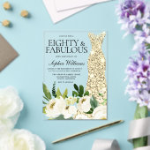 Invitations En Acrylique Robe d'or Blanc Floral 80e anniversaire (Insitu (Mariage))