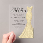 Invitations En Acrylique Robe d'or femmes 50e fête d'anniversaire (In situ (ordinateur de poche))
