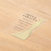 Invitations En Acrylique Robe d'or femmes 50e fête d'anniversaire (Poser)