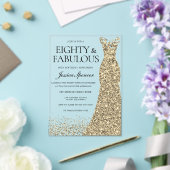 Invitations En Acrylique Robe d'or Fêtes de 80e anniversaire (Insitu (Mariage))