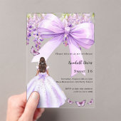 Invitations En Acrylique Robe fleurie arc lavande Sweet 16 clair (In situ (ordinateur de poche))