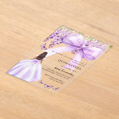 Invitations En Acrylique Robe florale arc lavande clair Quinceanera (Poser)