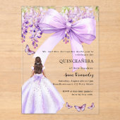 Invitations En Acrylique Robe florale arc lavande clair Quinceanera (Recto)