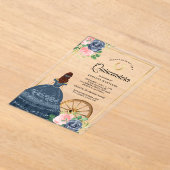 Invitations En Acrylique Robe florale bleu marine Charro Gold Quinceanera (Poser)