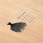 Invitations En Acrylique Robe noire Script Parties scintillant Quinceañera  (Poser)