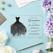 Invitations En Acrylique Robe noire Script Parties scintillant Quinceañera  (Insitu (Mariage))