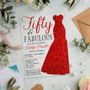 Invitations En Acrylique Robe Pailletée Élégante Cinquante ans et Incroya