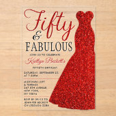 Invitations En Acrylique Robe Parties scintillant élégante | Cinquante et f (Recto)
