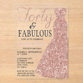 Invitations En Acrylique Robe Parties scintillant élégante | Quarante et fa (Recto)