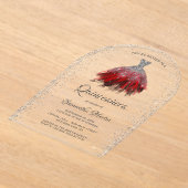 Invitations En Acrylique Robe Parties scintillant en argent rouge Quinceañe (Poser)