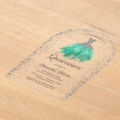 Invitations En Acrylique Robe Parties scintillant Silver Aqua Quinceañera P (Poser)