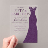 Invitations En Acrylique Robe pourpre Cinquante et fabuleux 50e anniversair (In situ (ordinateur de poche))