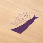 Invitations En Acrylique Robe pourpre Cinquante et fabuleux 50e anniversair (Poser)